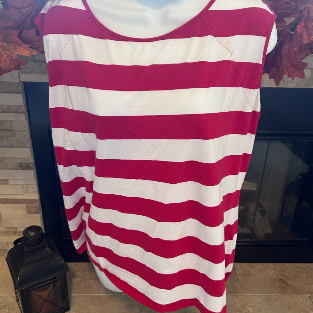 Dressbarn Red and White Striped Tank Top
